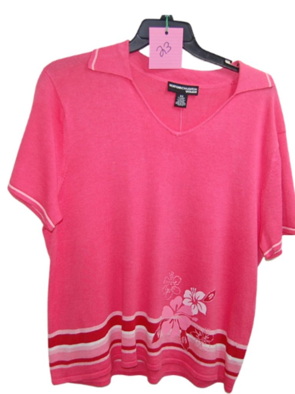 Norton McNaughton Women’s 2X Pink Tropical Floral Ramie Cotton Knit Cottagecore - Picture 12 of 12